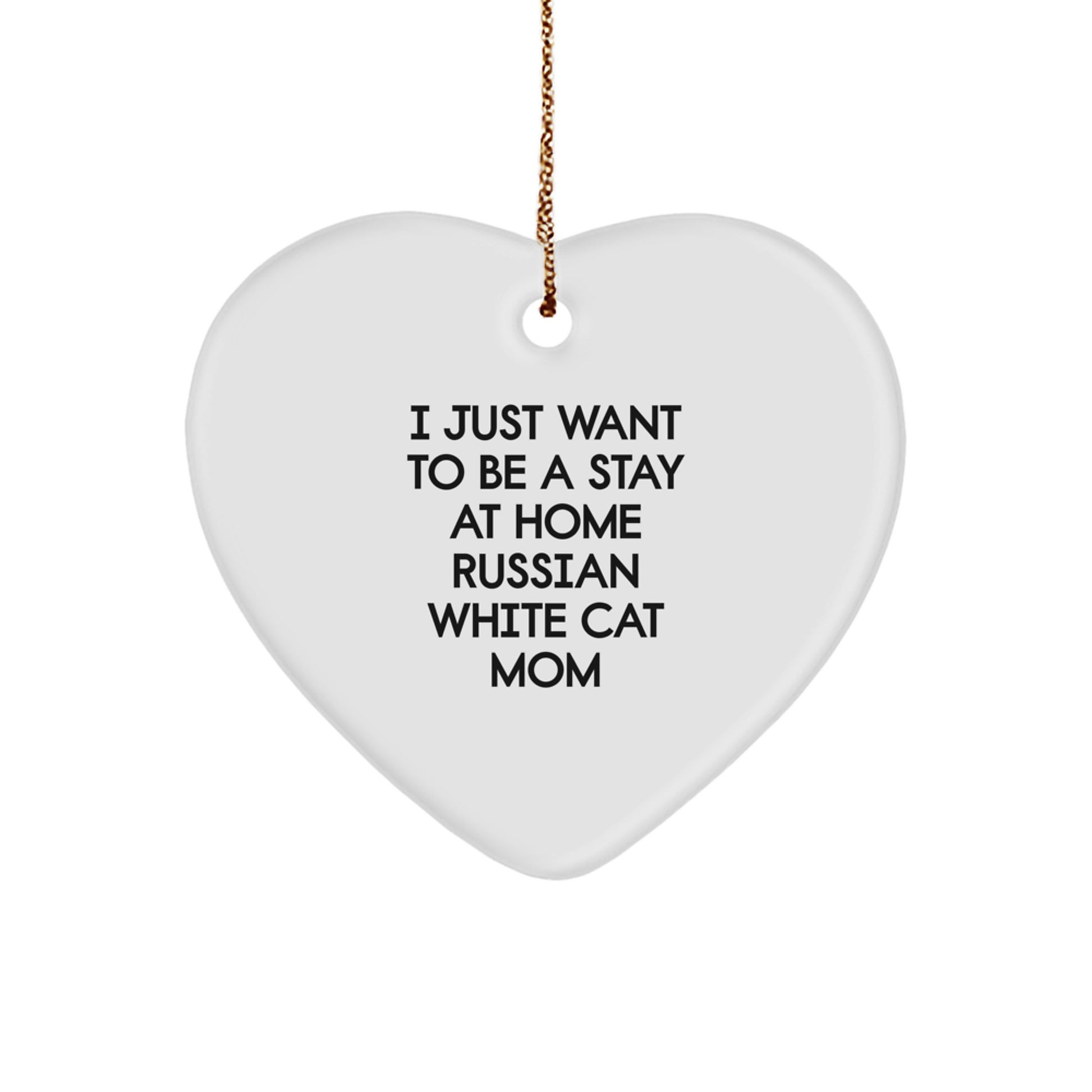 Funny Russian White Cat Mom Heart Ornament Gifts from Men to Friends and Family for Christmas Unique Presents - Image 1