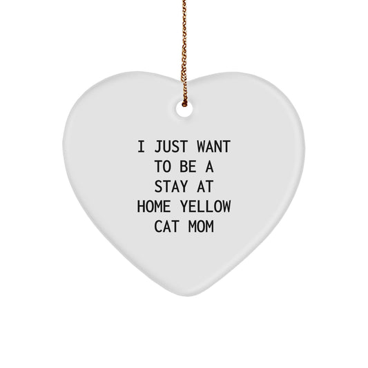 Funny Yellow Cat Mom Heart Ornament Gifts from Family for Christmas Unique Gifts - Image 1