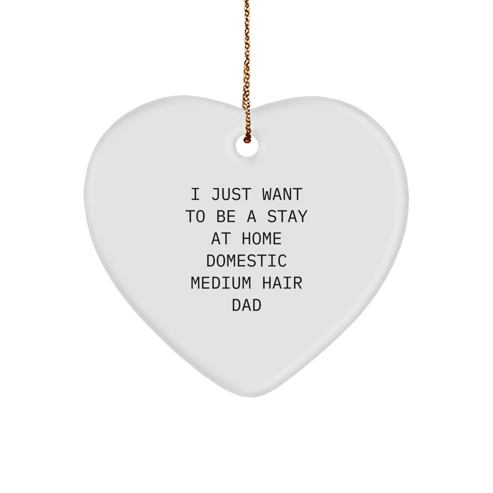 Funny Domestic Medium Hair Dad Gifts, Heart Ornament for Christmas, 'I Just Want To Be A Stay At Home Domestic Medium Hair Dad' Quote from Men to Gifts for Domestic Medium Hair Lover - Image 1