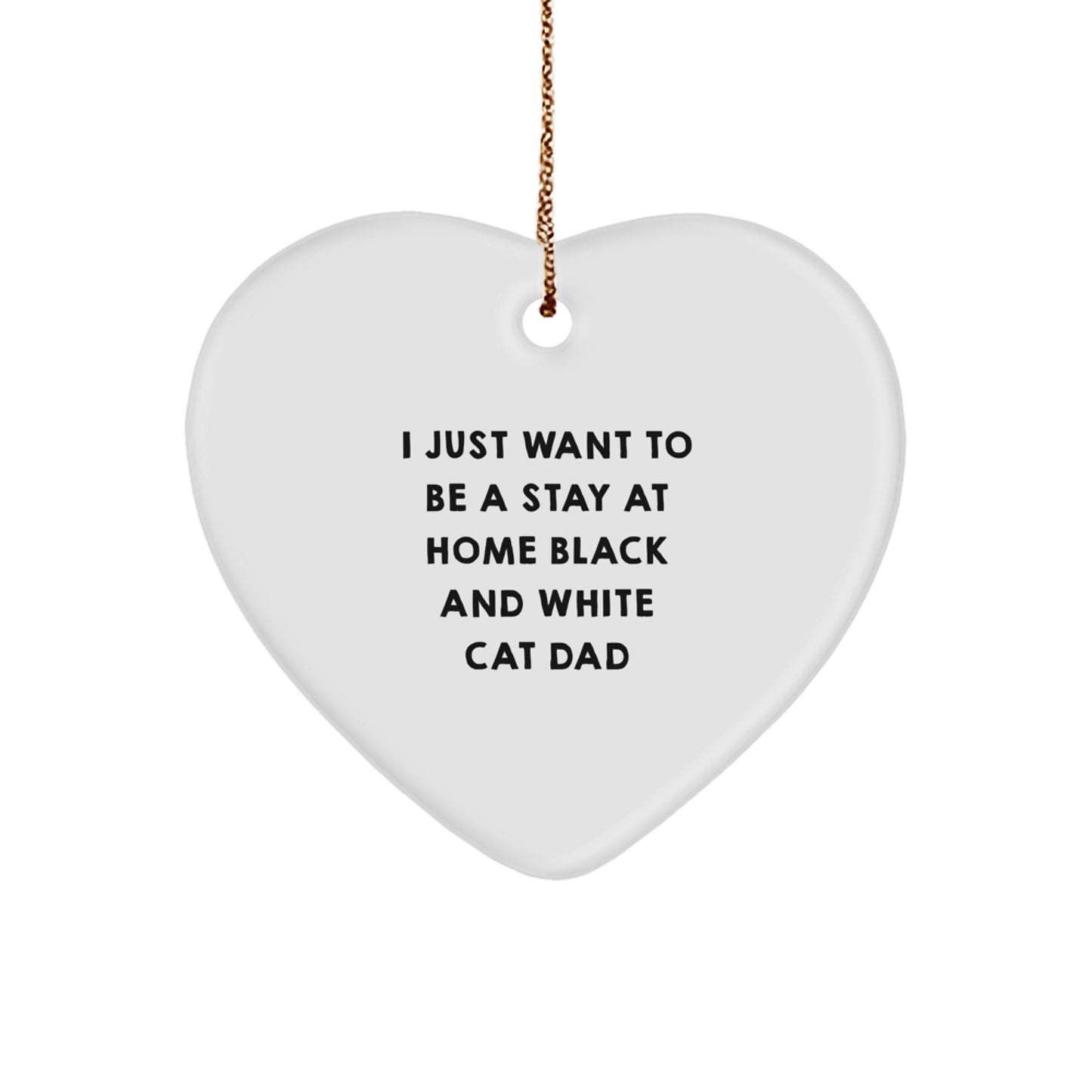 Funny Black and White Cat Lover Gifts from Dad to Son for Christmas Unique Black and White Cat Heart Ornament - Image 1