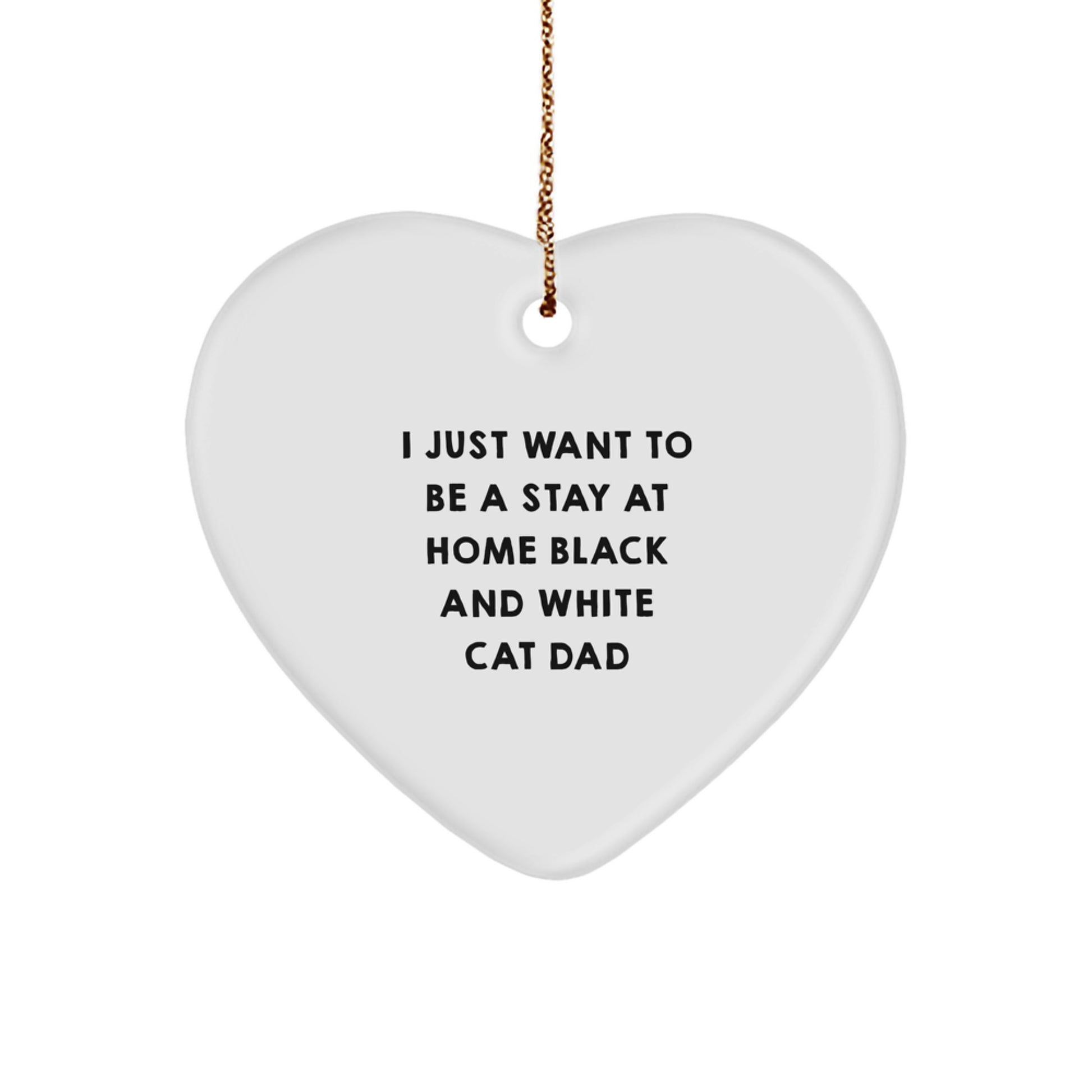 Funny Black and White Cat Lover Gifts from Dad to Son for Christmas Unique Black and White Cat Heart Ornament - Image 1