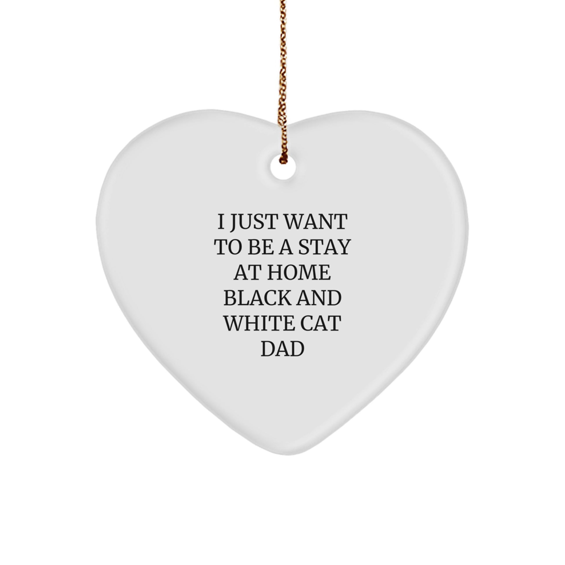 Funny Black and White Cat Dad Heart Ornament Gifts for Men, Gifts from Wife, Husband, Friends, or Family, Black and White Cat Lover Christmas Unique Gifts - Image 1