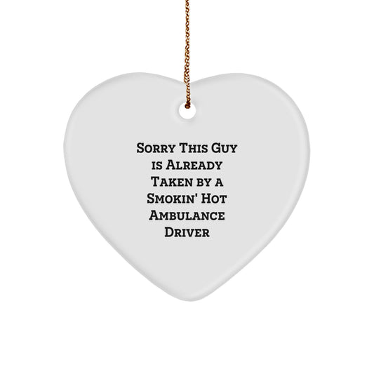 Funny Ambulance Driver Gifts from Friends - Smokin' Hot Ambulance Driver Heart Ornament, White, 2.75" tall - Funny Christmas Unique Gift Ideas for Ambulance Driver - Image 1