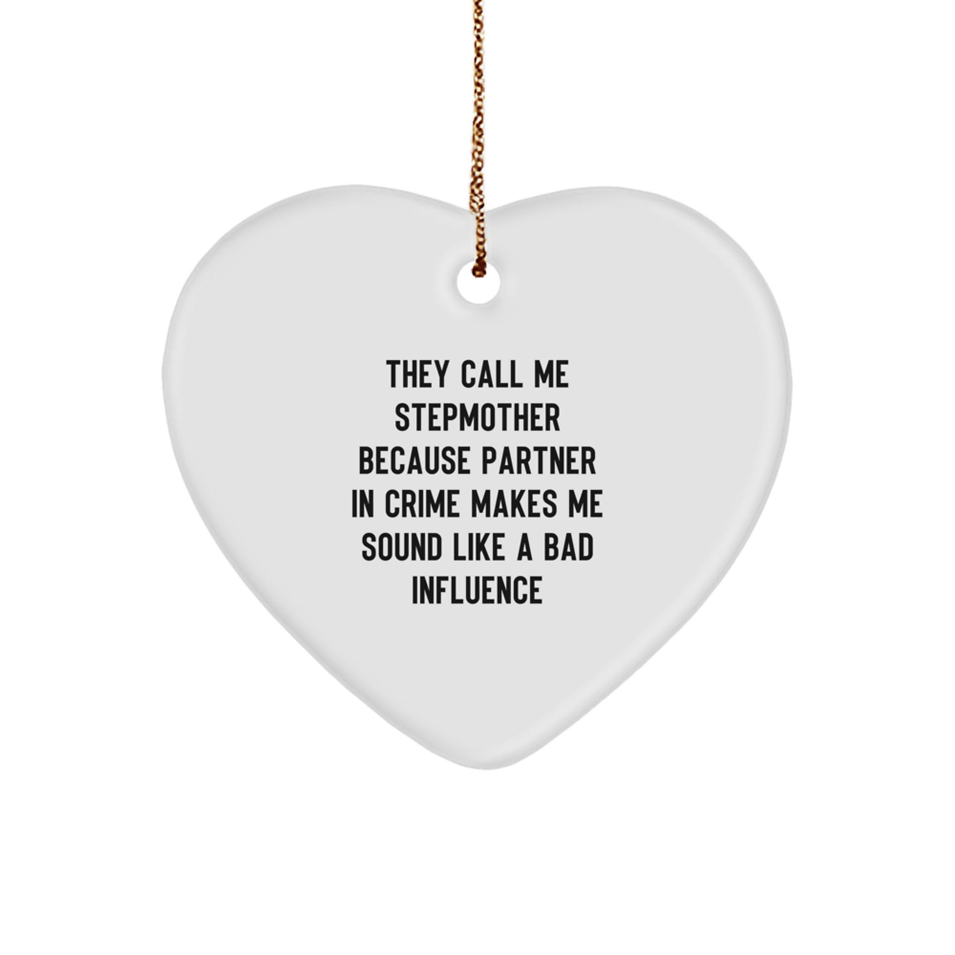 Funny Stepmother Gifts from Women, Stepmother Heart Ornament Partner in Crime Christmas Unique - Image 1