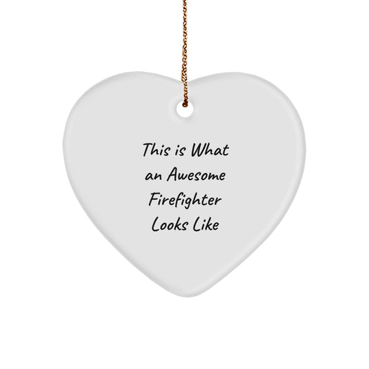 Firefighter Heart Shaped Ornament Gifts for Him Funny Christmas Memorable Presents from Family - Image 1