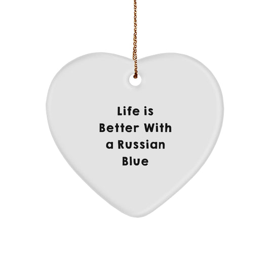 Russian Blue Cat Gifts, Heart Ornament for Men, Women, Friends, Family - 'Life Is Better With A Russian Blue' Quote, Christmas Unique Gifts from Friends - Image 1