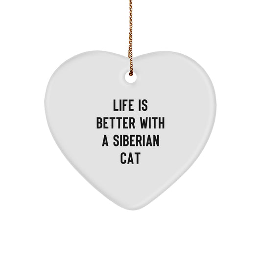 Siberian Cat Lovers Gifts from Friends and Family - Heart Ornament for Christmas - Image 1