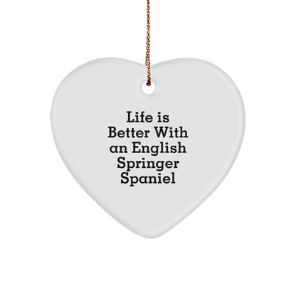 Funny English Springer Spaniel Dog Heart Ornament Gifts from Best Friends for Christmas - Image 1