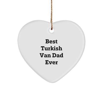 Turkish Van Cat Gifts from Dad, Heart Ornament for Men, Funny Quote Dad Ever, Christmas Unique Gifts - Image 1