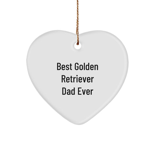 Golden Retriever Dad Ever Heart Ornament, Funny Christmas Unique Gift for Men from Friends and Family, Unique Present for Golden Retriever Dog Lovers - Image 1