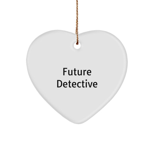 Future Detective Gifts from Men for Christmas Unique Gifts, Inspirational Heart Ornament for Detective, Funny Detective Heart Ornament Gift for Men - Image 1