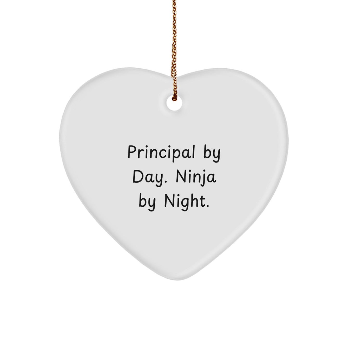 Christmas Funny Principal Gifts from Coworkers, Heart Ornament for Principal, Principal By Day. Ninja By Night. Christmas Unique Gifts - Image 1