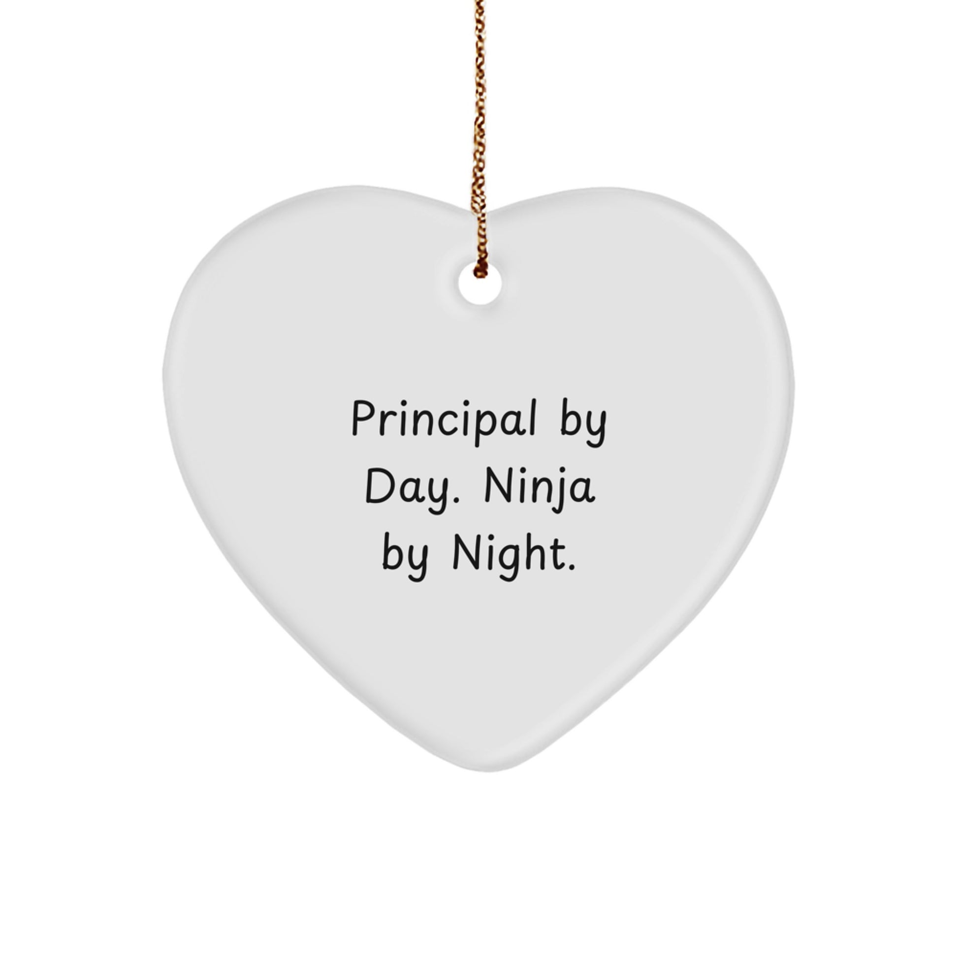 Christmas Funny Principal Gifts from Coworkers, Heart Ornament for Principal, Principal By Day. Ninja By Night. Christmas Unique Gifts - Image 1
