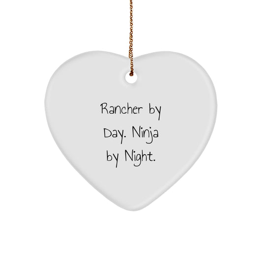 Christmas Unique Gifts for Rancher By Day Men Funny Heart Ornament, Rancher Coworkers Gifts for Friends and Family Heart Shaped Ornament, Gift from Men to Women Rancher Coworkers - Image 1