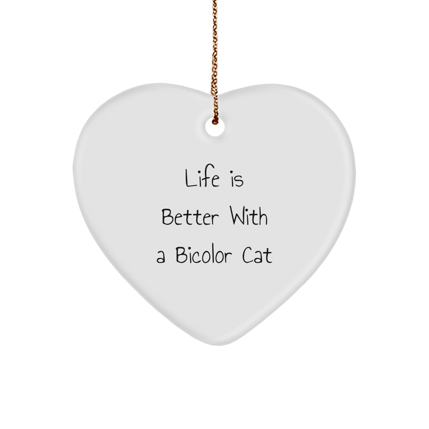 Funny Bicolor Cat Heart Ornament Gifts from Friends, Christmas Unique Gifts for Bicolor Cat Enthusiasts - Image 1