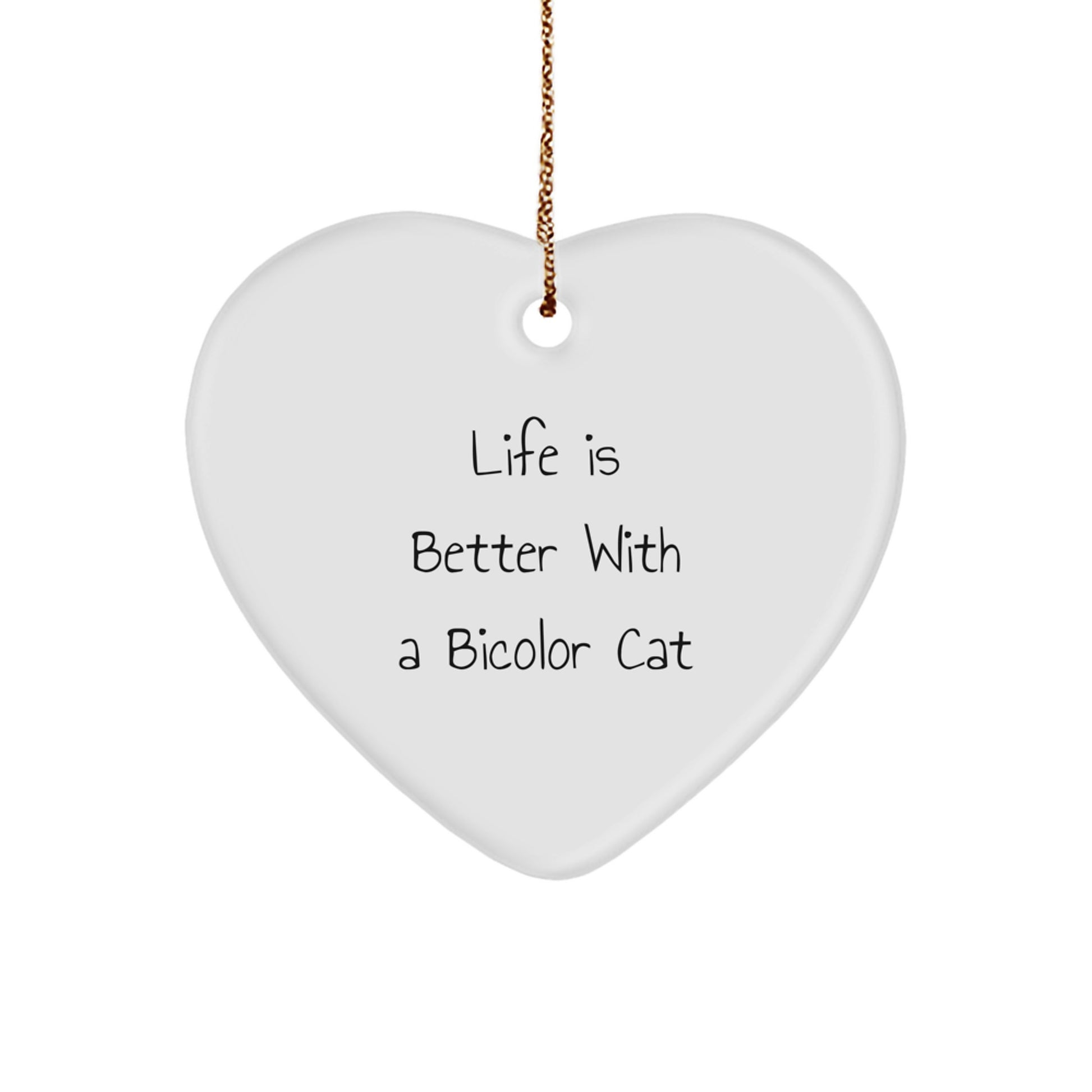 Funny Bicolor Cat Heart Ornament Gifts from Friends, Christmas Unique Gifts for Bicolor Cat Enthusiasts - Image 1