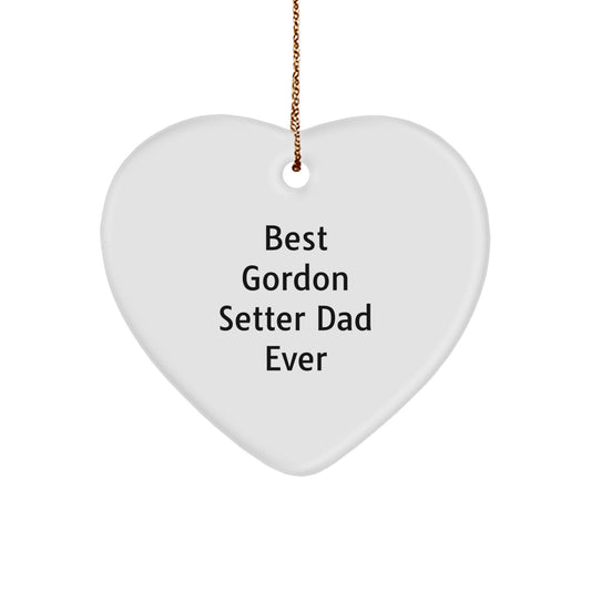 Gordon Setter Dad Ever Heart Ornament Gifts from Men for Christmas, Funny Quote, Best Gordon Setter Dog Dad, Heart-Shaped Ornament, MDF, Sublimation, Gift for Gordon Setter Dog Lover - Image 1