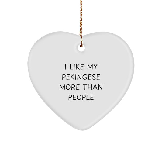 Pekingese Dog Lovers' Humorous Heart Ornament Gifts from Friends, Coworkers, or Family for Christmas - Image 1