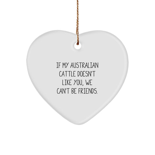 Funny Australian Cattle Dog Gifts for Friends, Aussie Dog Heart Ornament with Quote, Christmas Unique Gifts from Men, Women, Family - Image 1