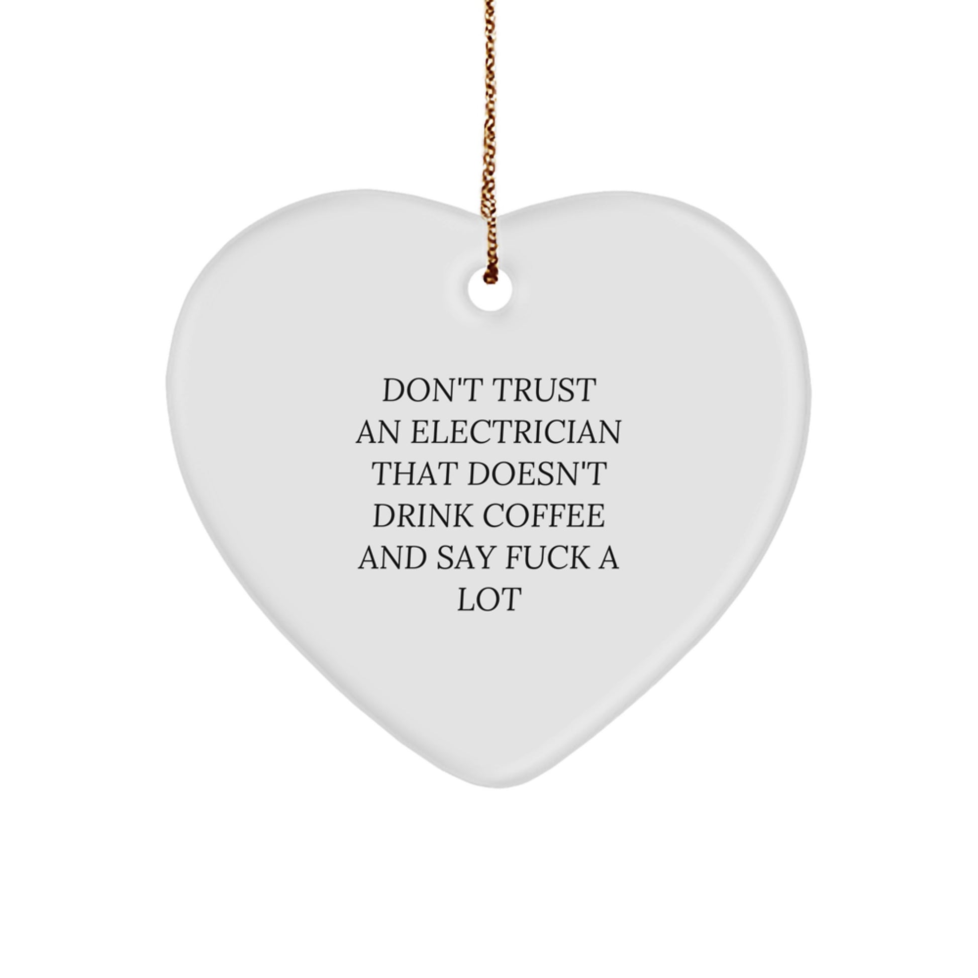 Funny Electrician Gifts, Christmas Unique Heart Ornaments for Electrician Friends, Funny Gifts from Coworkers, Heart Shaped MDF Ornaments - Image 1