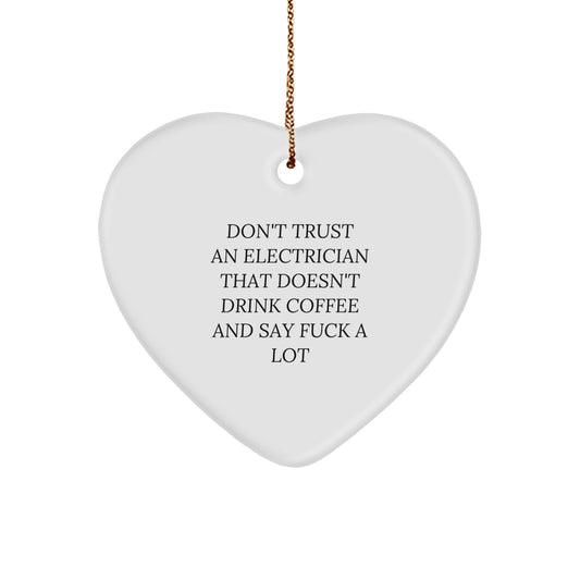 Funny Electrician Gifts, Christmas Unique Heart Ornaments for Electrician Friends, Funny Gifts from Coworkers, Heart Shaped MDF Ornaments - Image 1