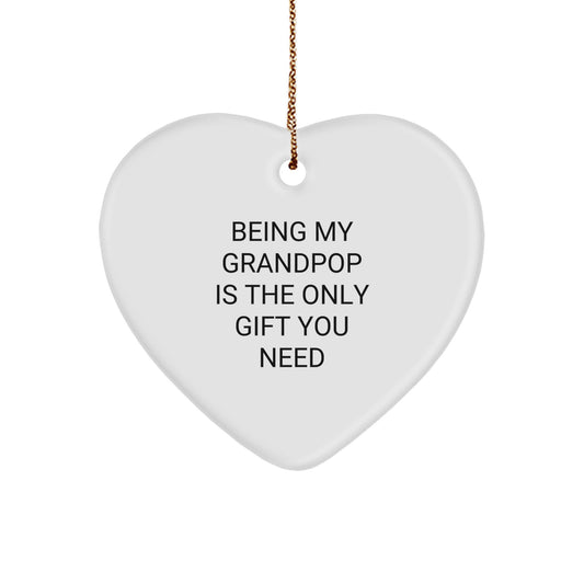 Grandpop's Heartfelt Gift, Funny Quote, Heart Ornament, Gifts from Family, Gifts for Grandpop - Image 1