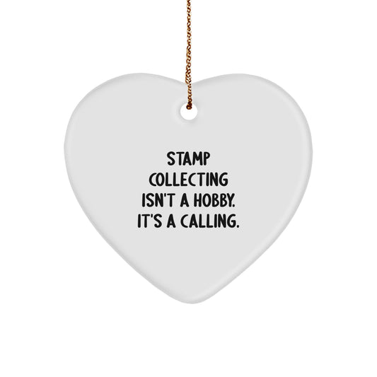 Funny Stamp Collecting Gifts from Friends for Stamp Enthusiasts - Heart Ornament with Sublimation Printing, Gift for Stamp Collecting Lovers - Christmas Unique Gifts - Image 1