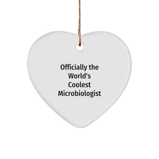 Funny Gifts from Microbiologist Lovers for Men, Women, or Coworkers, Officially The World's Coolest Microbiologist Heart Ornament for Christmas - Image 1