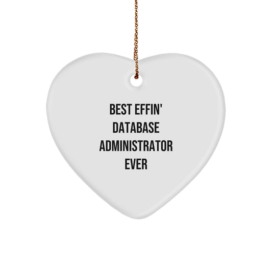 Funny Gifts from Men for Database Administrators - Best Effin' Heart Ornament, Christmas Unique Gifts - Image 1