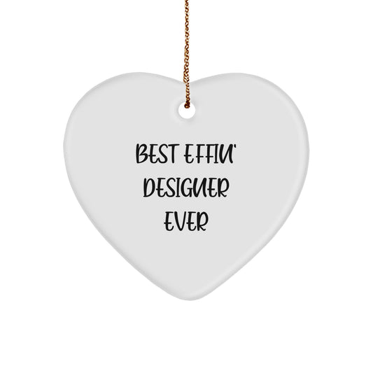Funny Designer Gifts for the Best Effin' Designer Ever, Heart Ornament for Christmas, Heart Shaped Ornament Gifts from Friends, Gifts for Designer Women - Image 1