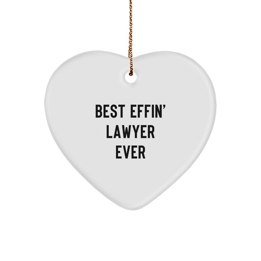 Funny Lawyer Heart Ornament Gifts from Friends, Christmas Unique Lawyer Ornament, Best Effin' Lawyer Ever - Image 1
