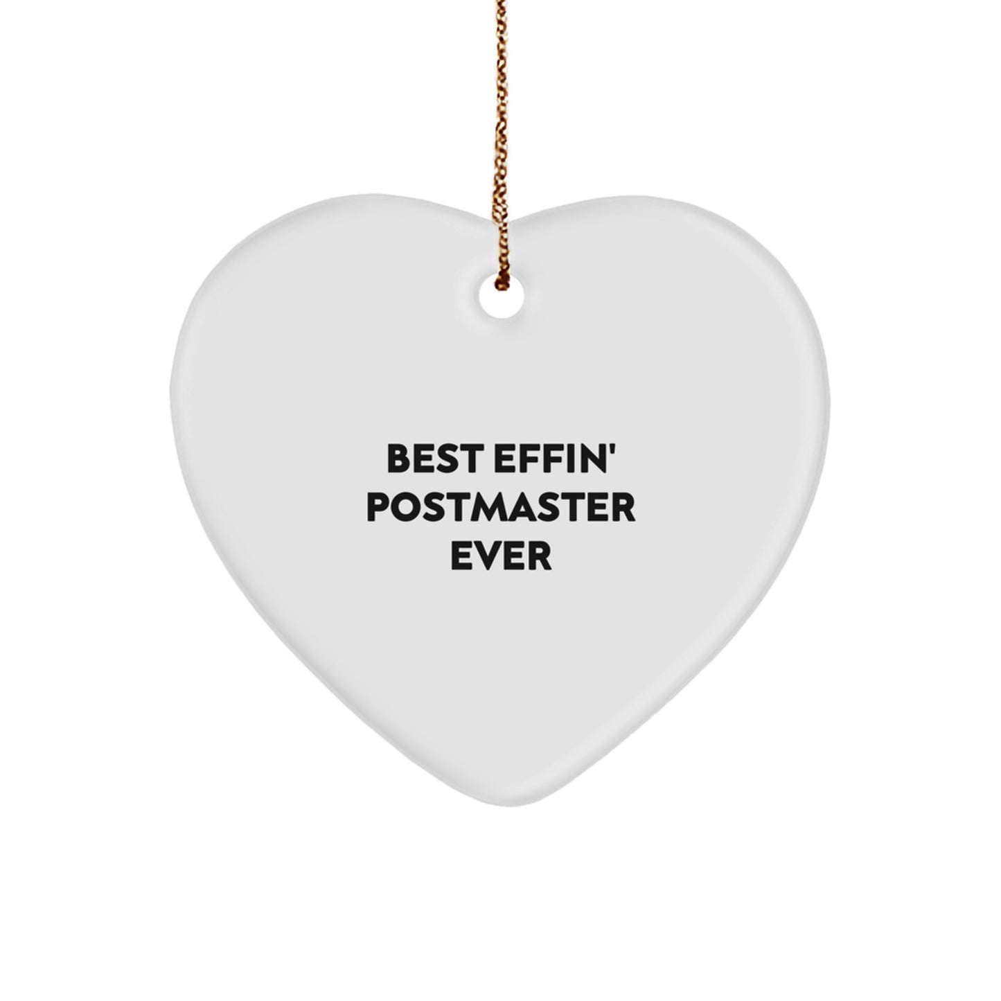 Funny Postmaster Gifts from Friends, Best Effin' Postmaster Ever Heart Ornament, Postmaster Unique Gifts for Family Christmas - Image 1