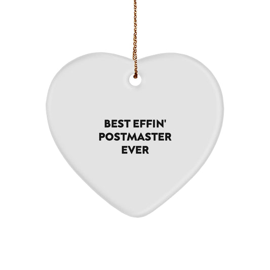 Funny Postmaster Gifts from Friends, Best Effin' Postmaster Ever Heart Ornament, Postmaster Unique Gifts for Family Christmas - Image 1