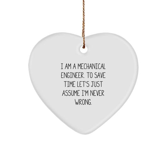 Funny Gift for Mechanical Engineer Friends, Cute Heart Ornament for Christmas, Inspirational Present from Family - Image 1
