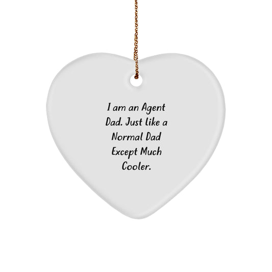 Funny Agent Heart Ornament, Agent Dad Gifts, Christmas Unique Gifts for Agent, Gifts from Dad to Agent, Agent Heart Shaped Ornament - Image 1
