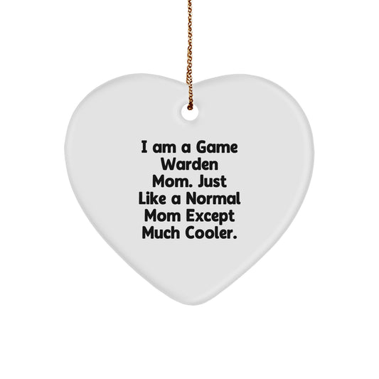 Game Warden Mom Heart Ornament, Unique Christmas Unique Gifts from Mom to Game Warden Dad, Funny Holiday Decor for Game Wardens - Heart Shaped - Image 1