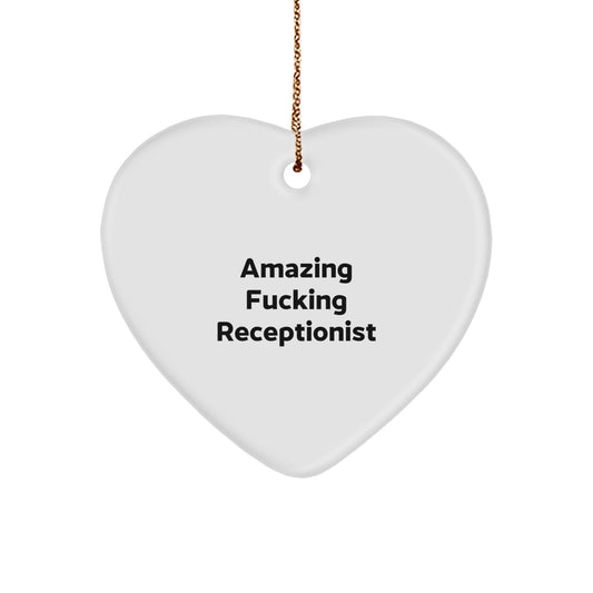 Funny Receptionist Gifts for Coworkers, Heart Ornament, Christmas Unique Gifts from Men for Receptionists - Image 1