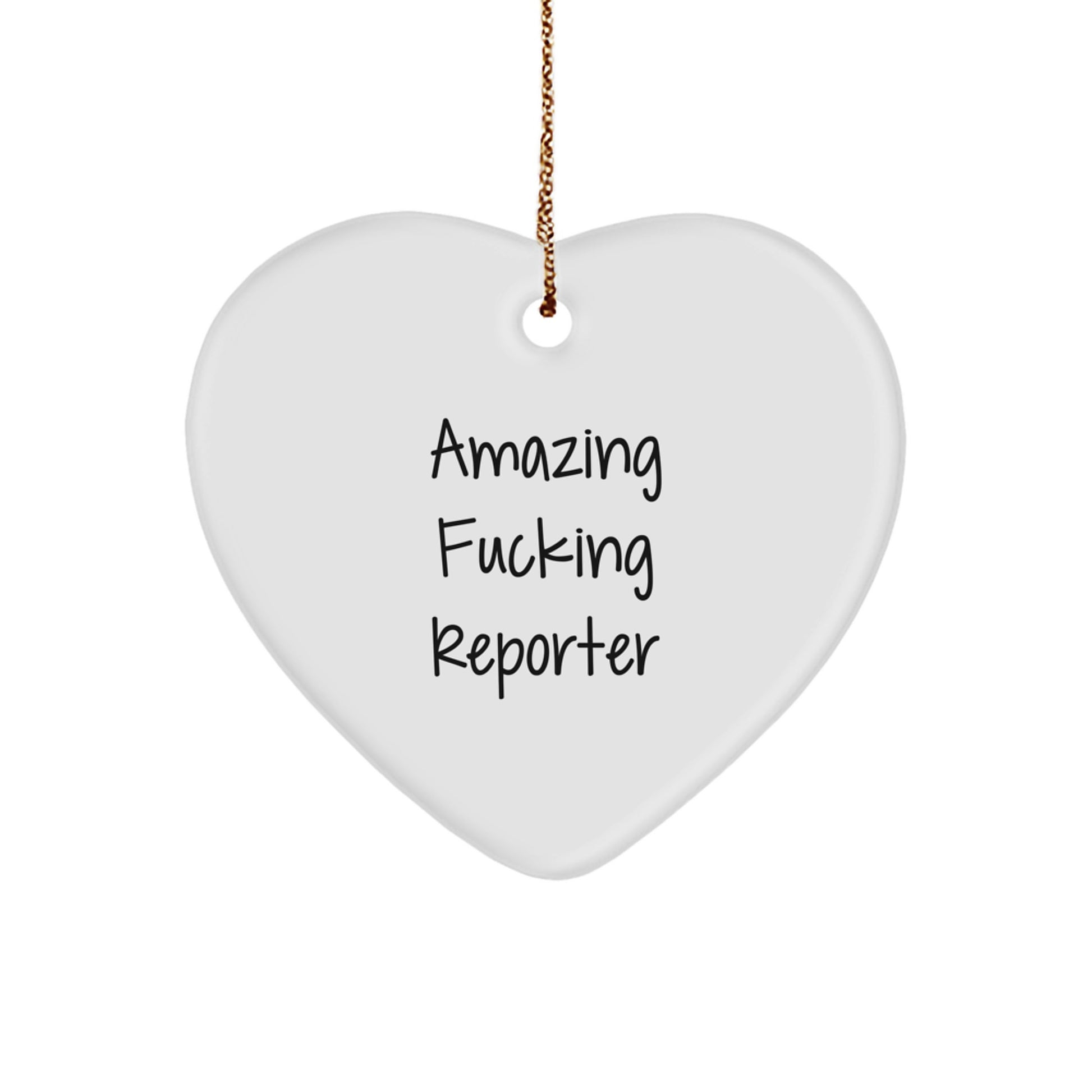 Funny Reporter Heart Ornament Gifts from Men or Women for Reporter Friends and Family at Christmas - Image 1