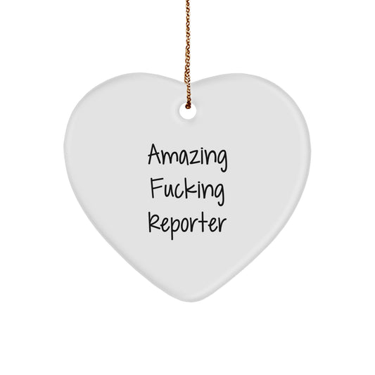 Funny Reporter Heart Ornament Gifts from Men or Women for Reporter Friends and Family at Christmas - Image 1