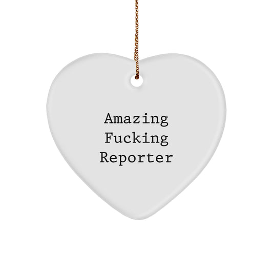 Funny Reporter Christmas Heart Ornament Gifts from Friends and Family for Men Women - Image 1