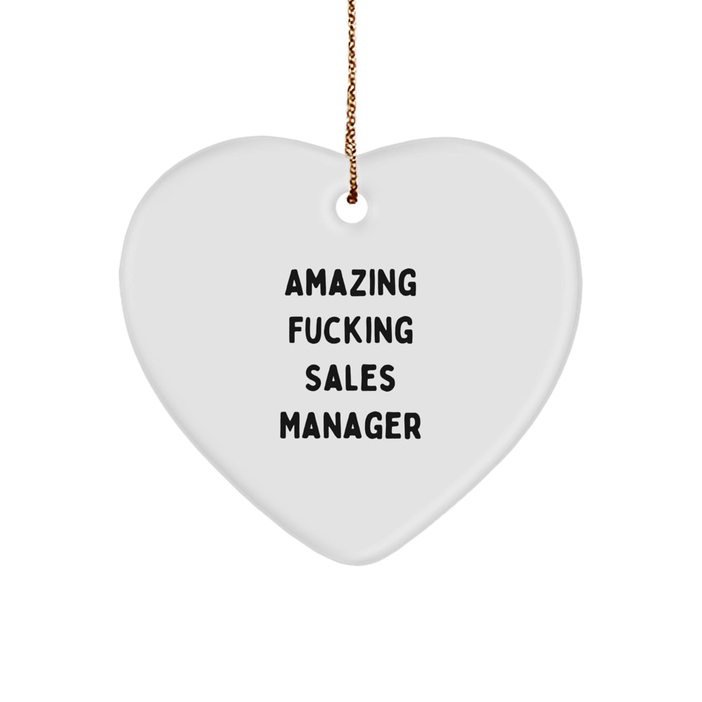 Funny Sales Manager Gifts from Men - 'Amazing F--king Sales Manager' Heart Ornament for Christmas - Image 1