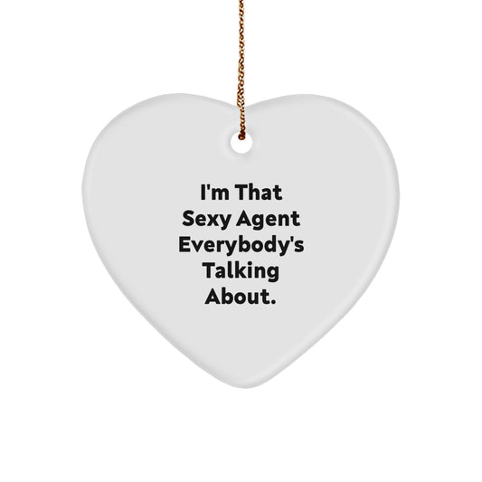 Sexy Agent Heart Ornament, Funny Agent Gift, Christmas Unique Gifts from Men to Agent, Agent Heart Shaped Decoration - Image 1