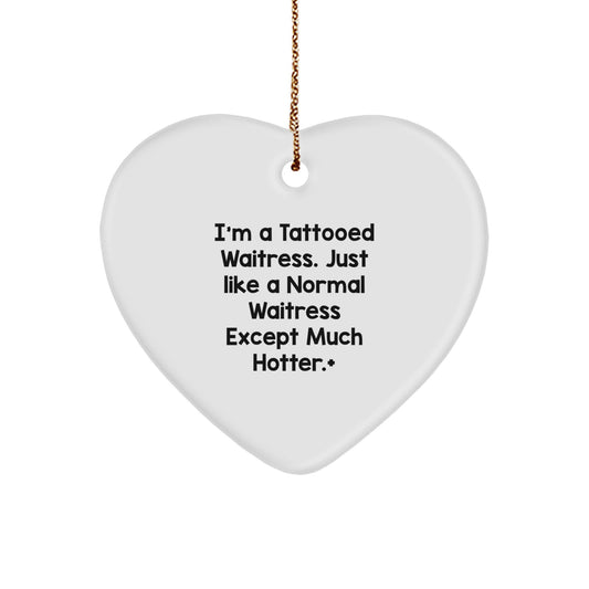 Funny Waitress Heart Ornament Gifts for Men, Women, Friends, Coworkers, Family, Christmas Unique Presents - Image 1
