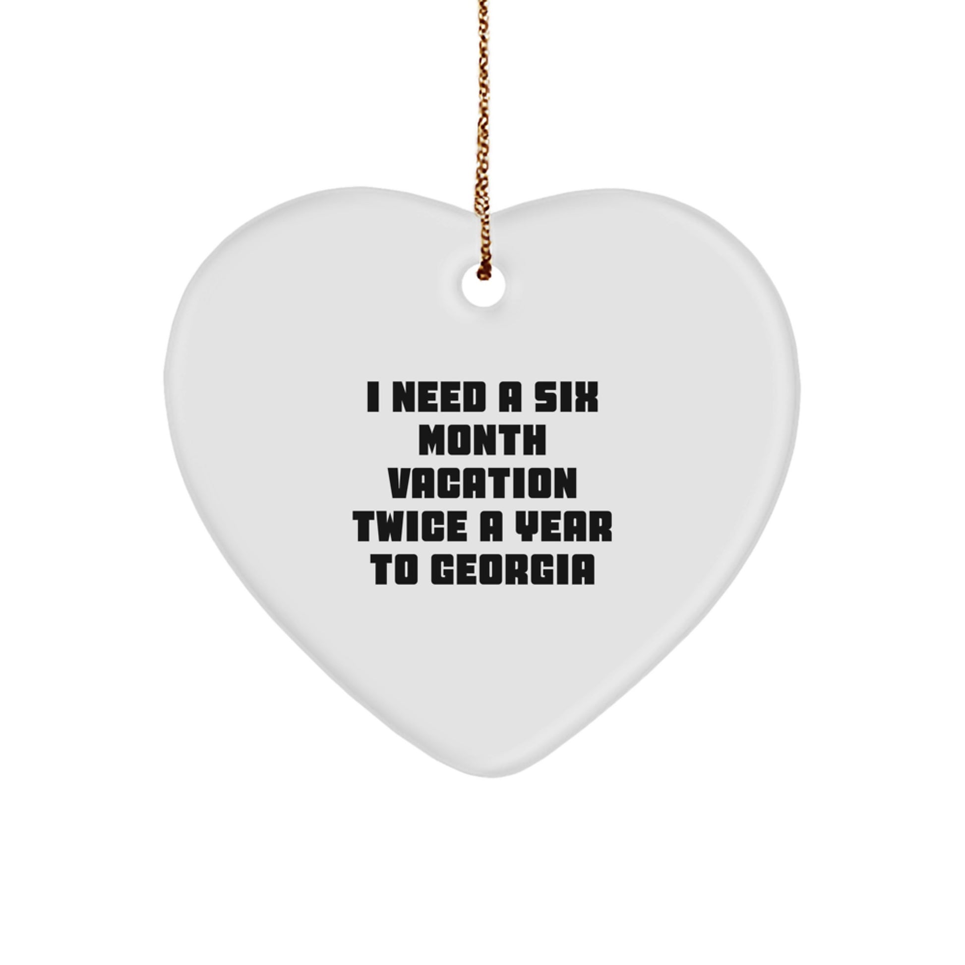 Funny Georgia Gifts from Friends, Heart Ornament for Georgia Enthusiasts, Perfect for Christmas Unique Gifts - Image 1
