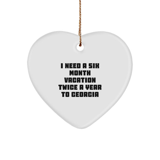 Funny Georgia Gifts from Friends, Heart Ornament for Georgia Enthusiasts, Perfect for Christmas Unique Gifts - Image 1
