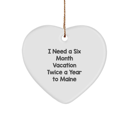 Maine Vacation Inspiration Heart Ornament for Gifts from Friends to Family in Maine - Funny Christmas Unique Gift Ideas - Image 1