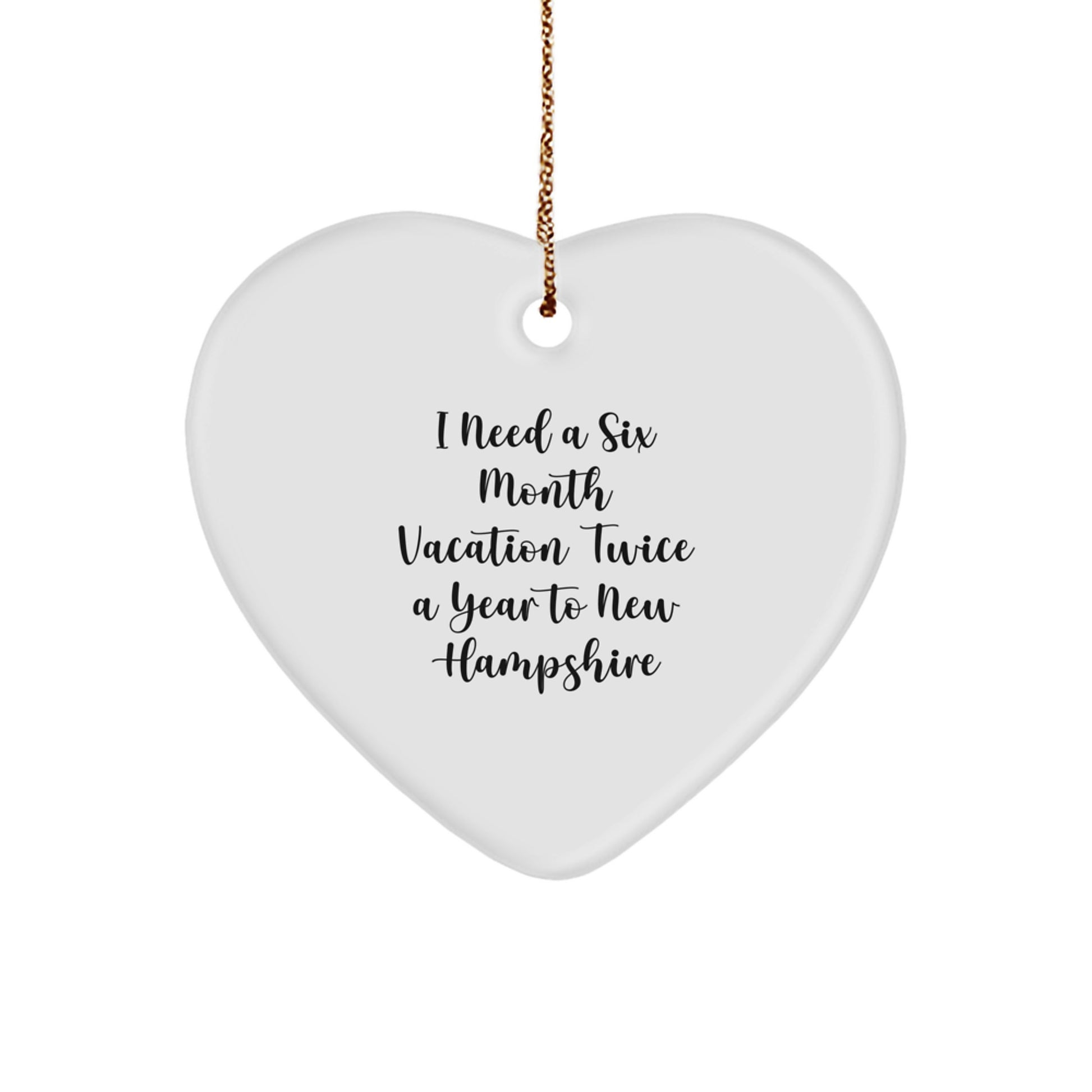 New Hampshire Heart Ornament, Funny Gift from Friends to Family in New Hampshire, Christmas Unique Gifts from Home - Image 1