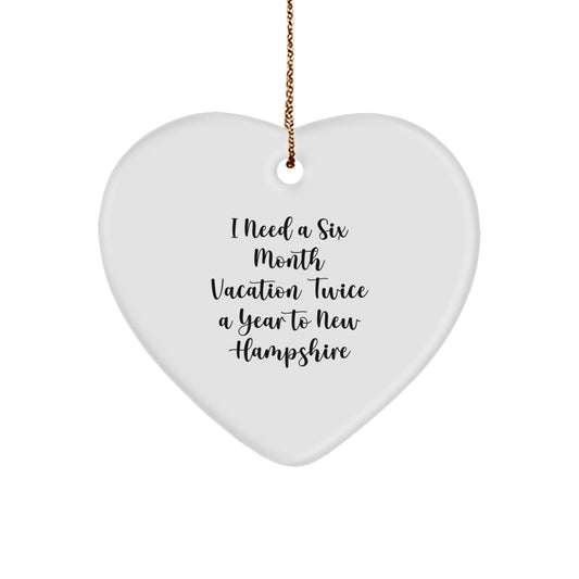New Hampshire Heart Ornament, Funny Gift from Friends to Family in New Hampshire, Christmas Unique Gifts from Home - Image 1