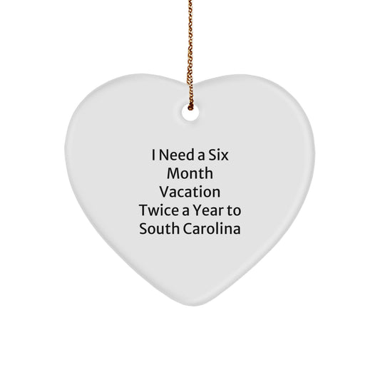 Funny South Carolina Heart Ornament Gifts from Friends Family to South Carolina Love at Christmas - Image 1