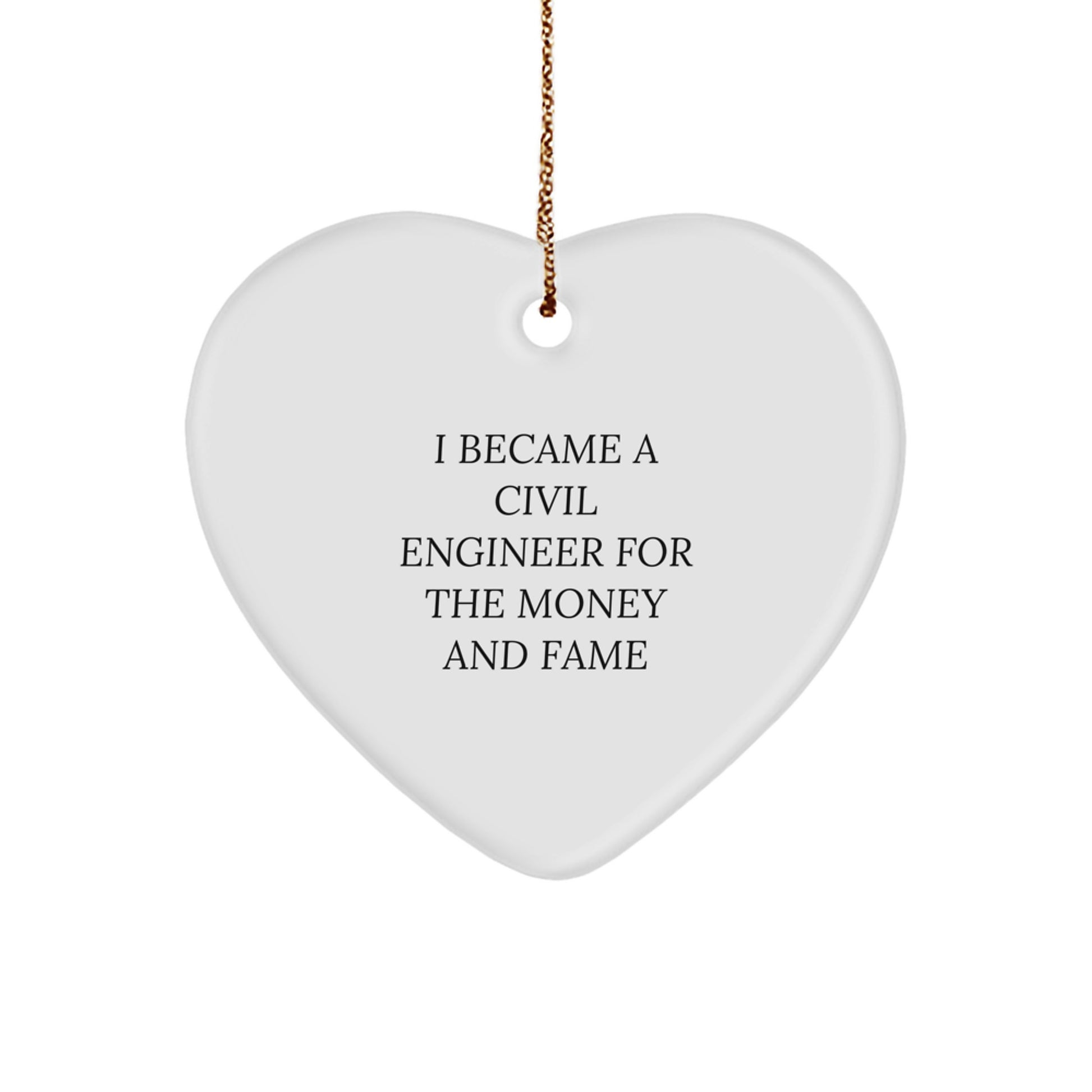 Funny Civil Engineer Heart Ornament for Men or Women, Gift for Civil Engineer Friends, Christmas Unique Gifts from Family or Friends - Image 1